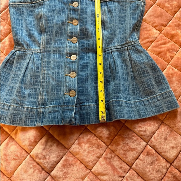 Damsom Madder EloiseBlue Strapless peplum Denim Top NWT Size 6 - Picture 4 of 9